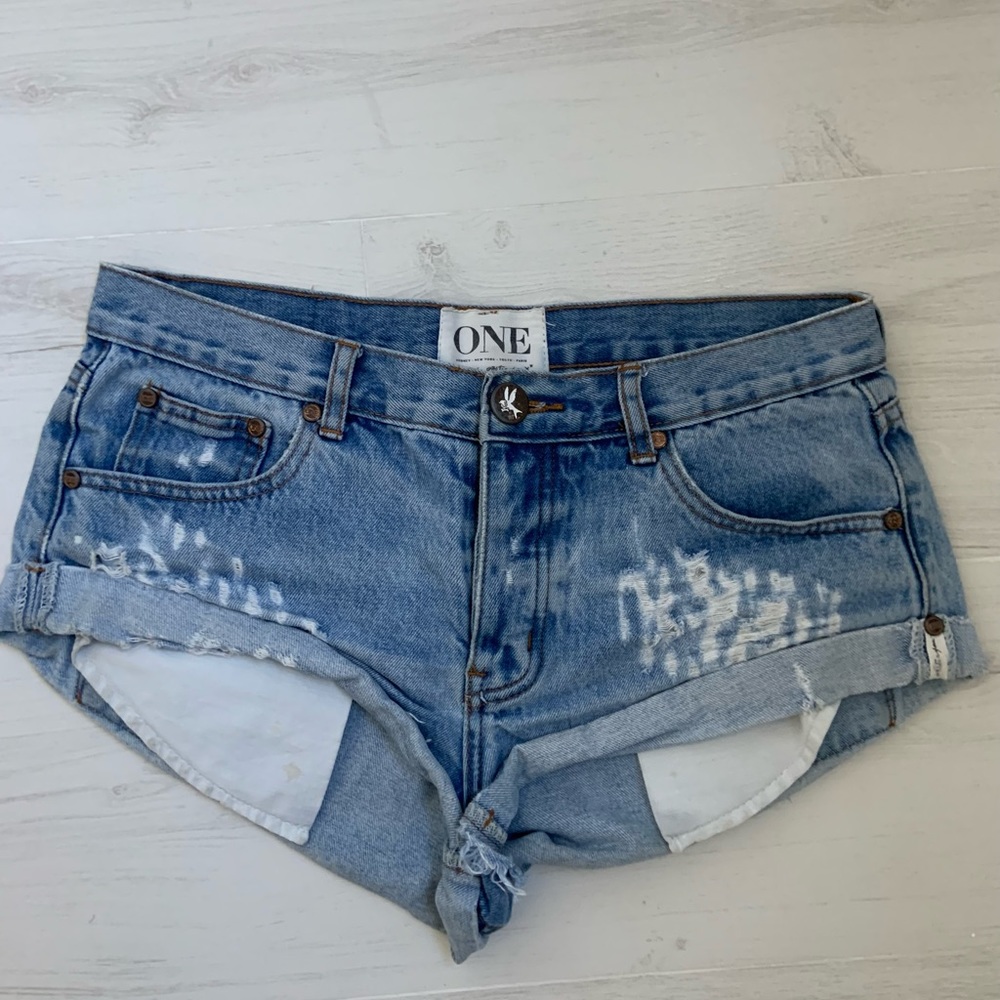 One by One Teaspoon Blue Denim Shorts